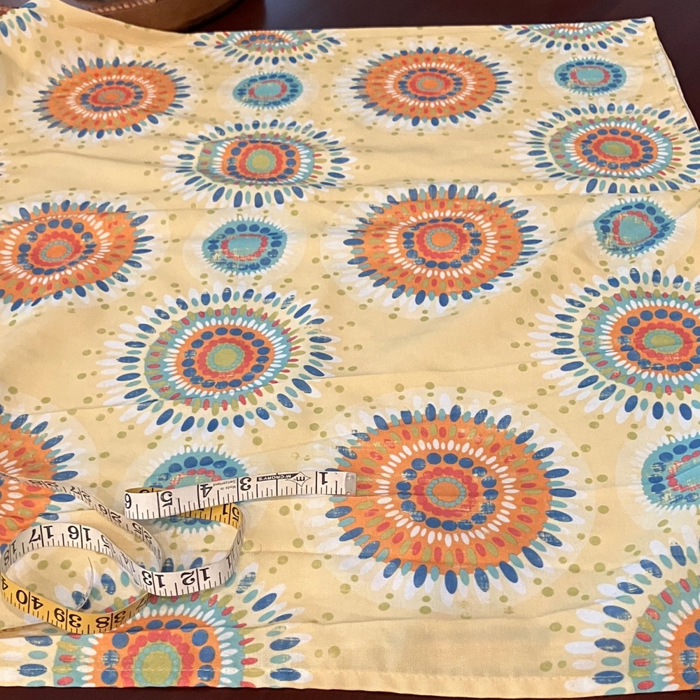 Large Fiesta Yellow with Orange and Blue Sunflower Circles